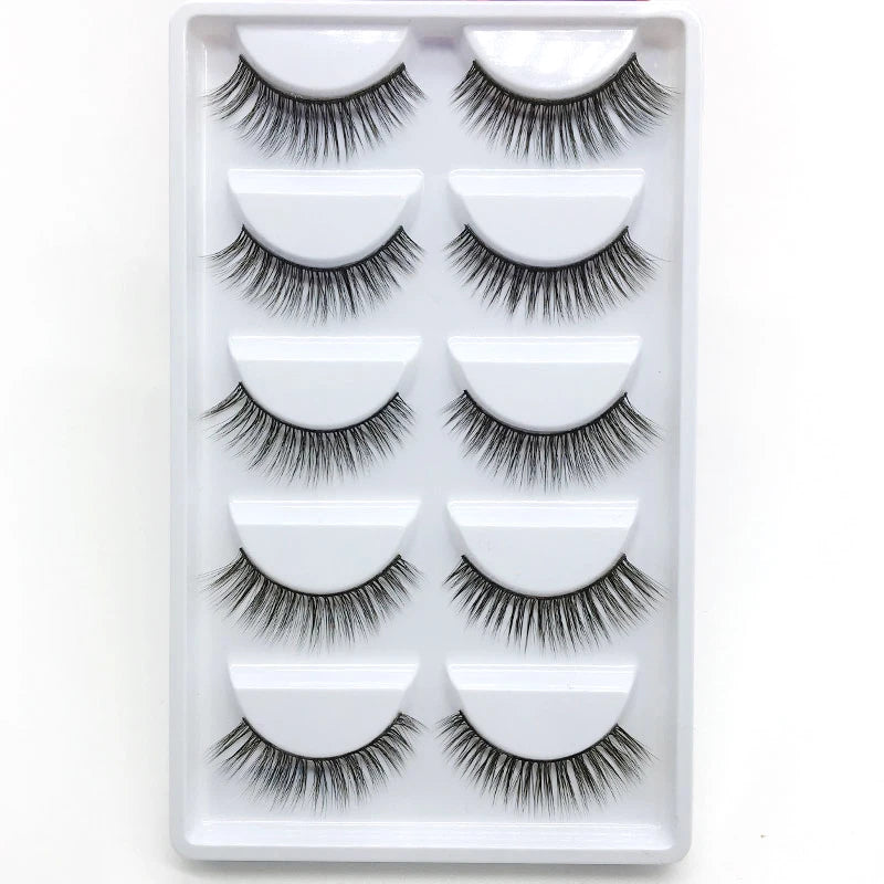 New 5Pairs Handmade 3d Mink Lashes Short False Eyelashes Cross Messy Dense Natural Eye Lashes Stage Makeup False Eyelashes E08