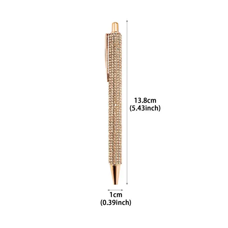 Ballpoint Pen Pearl Rhinestone Ballpoint Pen Retractable Ink Rhinestone Pen Luxury Rhinestone Cute Rose Gold Metal Stationery