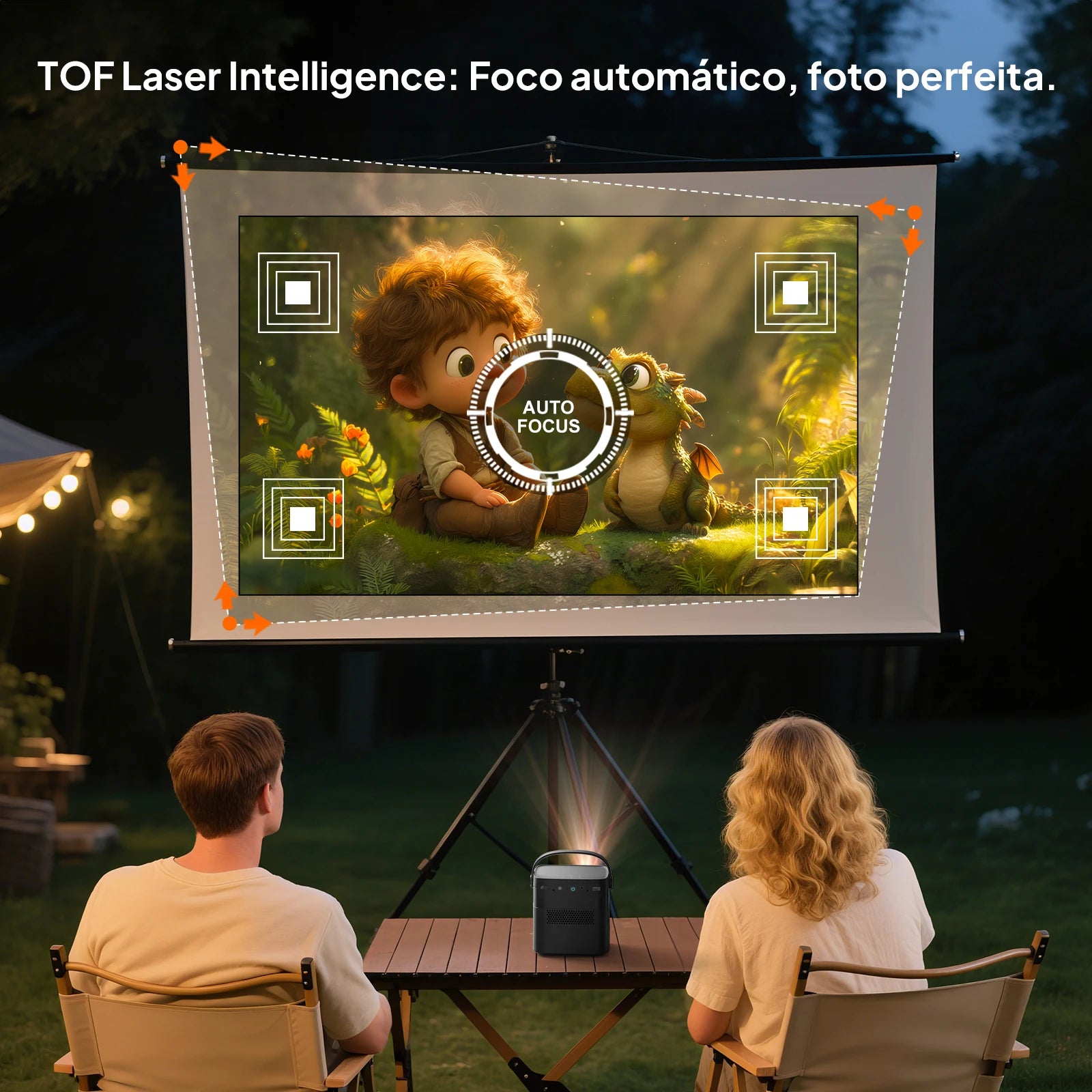 VEVSHAO V50 400ANSI DLP Projector Android 9.0 TOF Focus 3D Dual-band WiFi Bluetooth 5.0 15000mAh Battery Home Theater