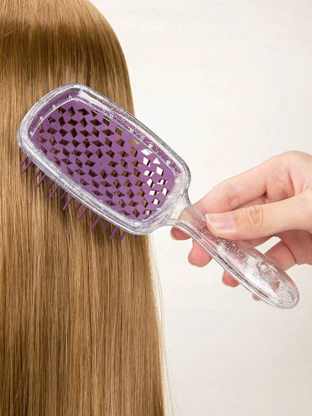 Glossy Hair Comb, Transparent Glossy Hollow Hair Styling Comb, Home Hair Styling Comb, Anti-Static Scalp Massage Comb, Suitable For Dry And Wet Styling, Suitable For Straight And Normal Hair - Ladies Gentle Hair Brush, Back T