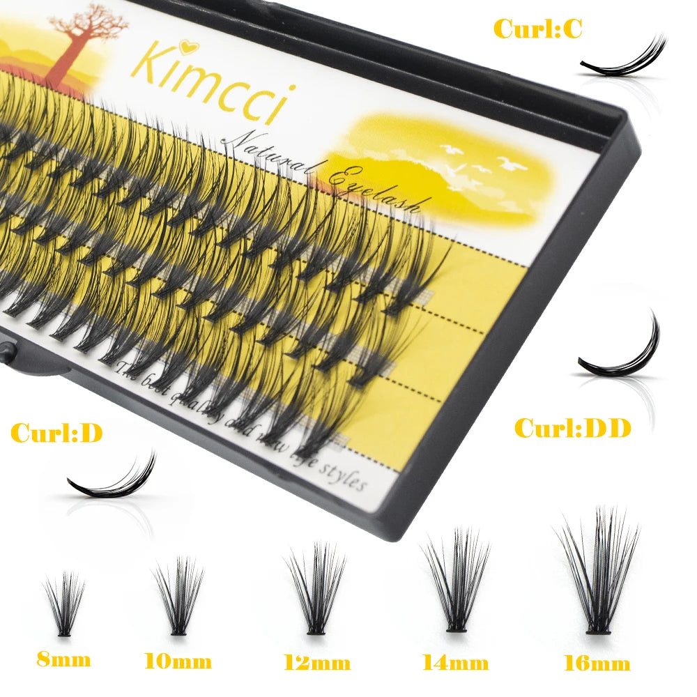Kimcci 60 Bundles Mink Eyelash Extension Natural 3D Russian Volume Faux Eyelashes Individual 30D Cluster Lashes Makeup Cilia