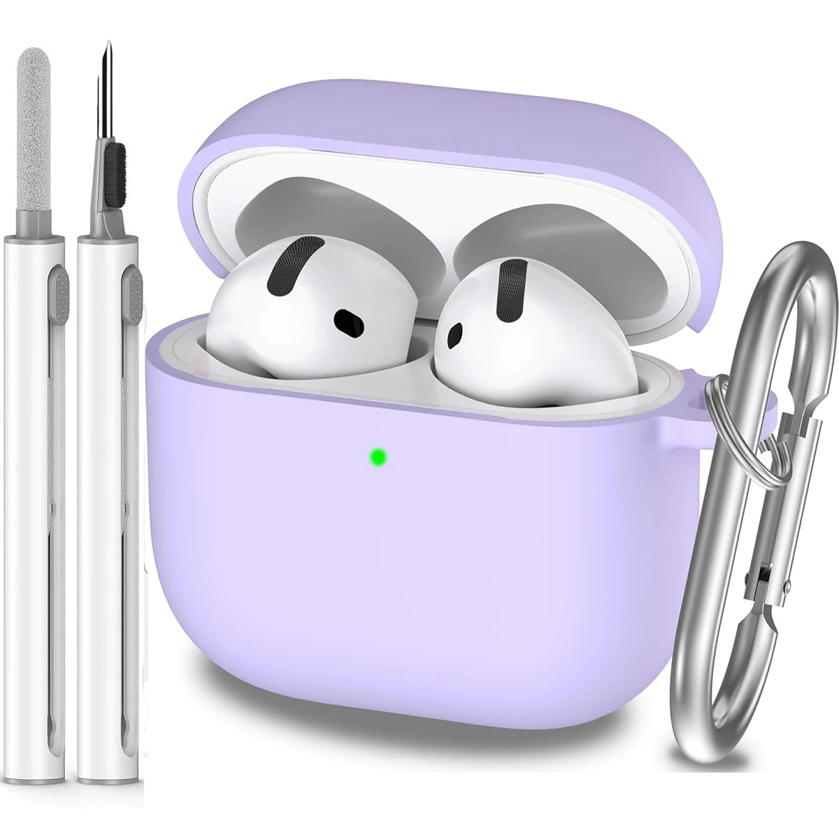 for AirPods 4th Generation Case Cover 2024, Military Grade Soft Silicone Shock-Absorbing for AirPods 4 Case with Keychain & Clea