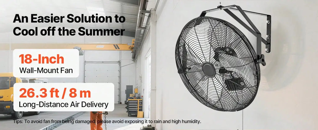 18 Inch Industrial Wall Mount Fan, High Velocity 4000 CFM Indoor Fan With 3 Speeds, Powerful Motor Garage Wall Fan With Aluminum Blades For Workshop, Warehouse, Greenhouse, Commercial