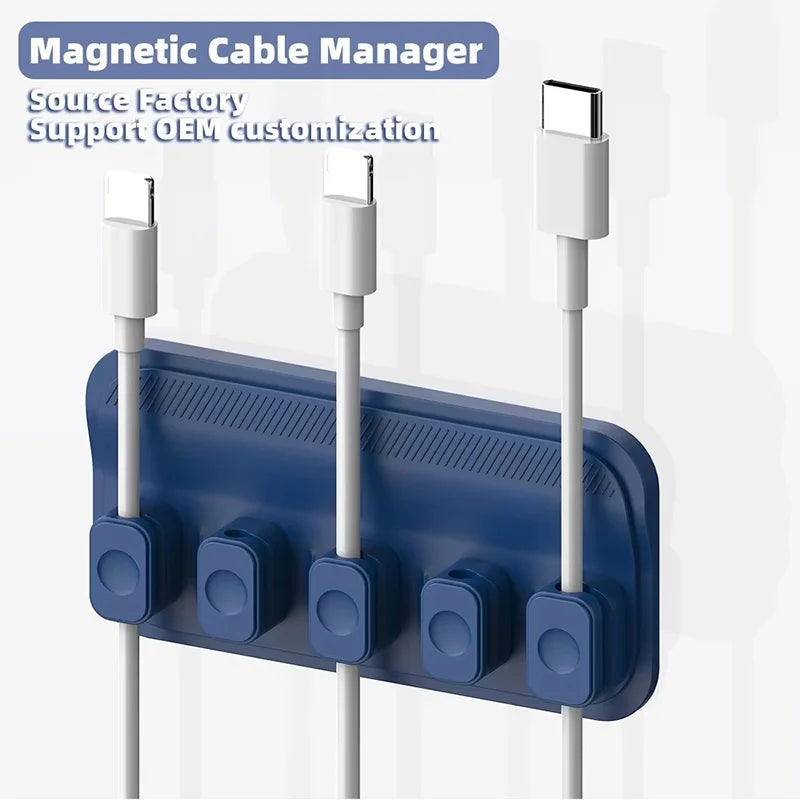 Multipurpose Magnetic Organizer Desktop Cable Clip Mouse Wire Protector Cord Winder Self-Adhesive Fixed USB Charging Line Holder