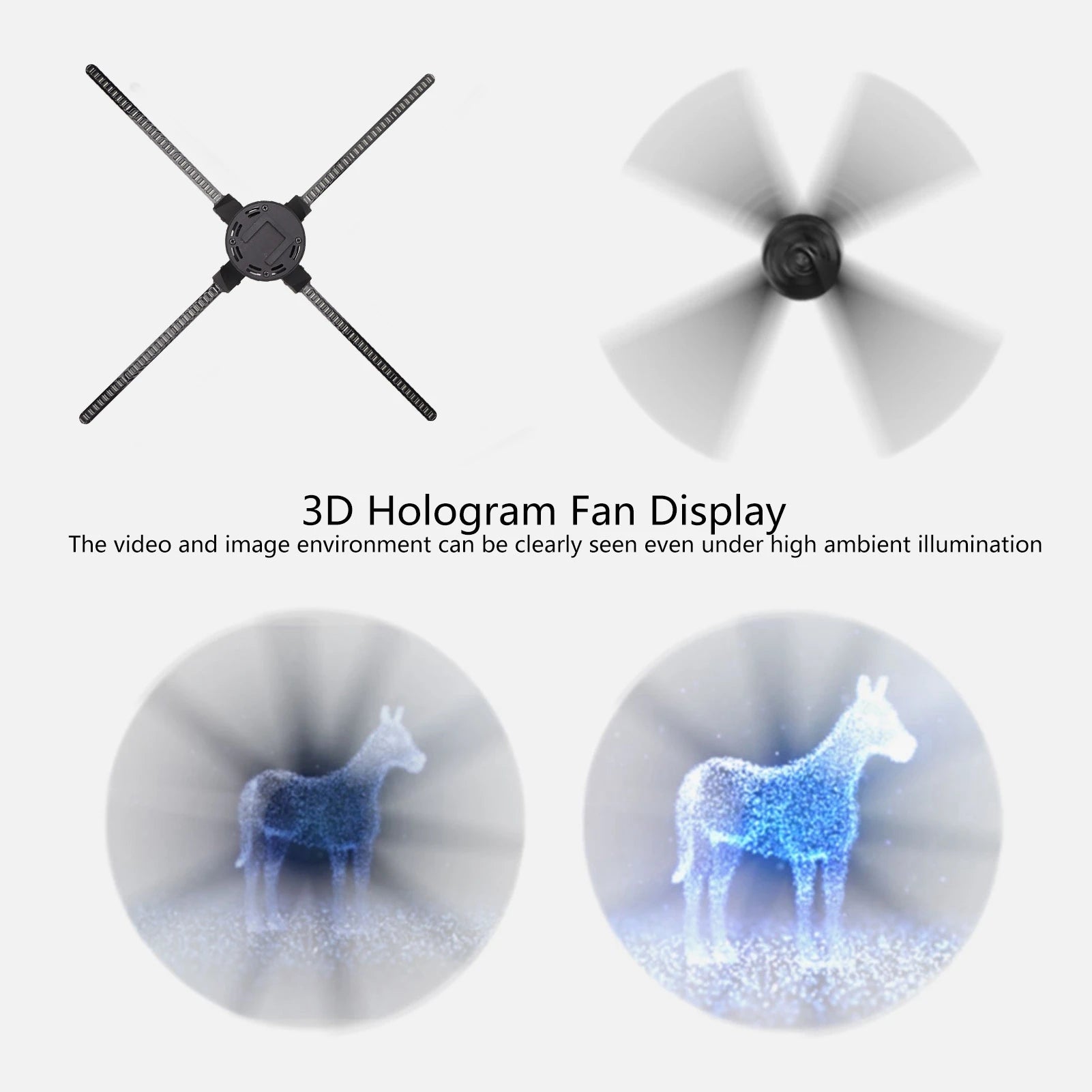 NEW 3D Hologram Fan Display 110‑240V 8G Memory Card APP Control 150° Editable Holographic Advertising Machine 1024x768P Store