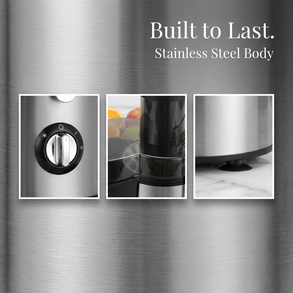 Juicer, 800 Watt Centrifugal Juicer with Wide Mouth 3" Fruit & Vegetable Feed Chute, Easy to Clean, Stainless Steel (Silver)