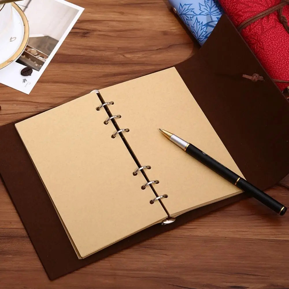 80Sheets Simple Kraft Paper Loose Leaf Paper A5/A6/A7 Horizontal Line/Blank Notebook Refill Paper Notepad Inside Paper Students