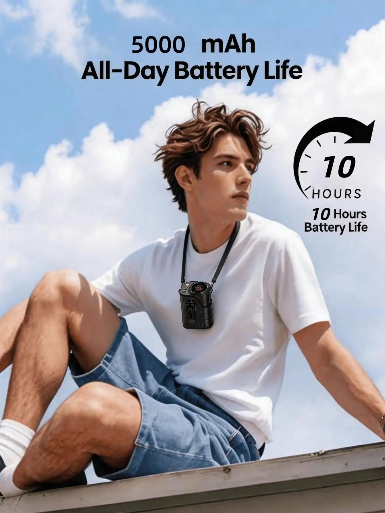 2026 New 3-In-1 Handheld Fan,Waist Fan,Portable Fan, Neck Fan,Mini Fan, Desktop Fan LED Flashlight & SOS Light,Flashlight,Type-C Rechargeable Mini Portable Fan Camping Beach  Travel Accessories Back To School Outdoor Summer A