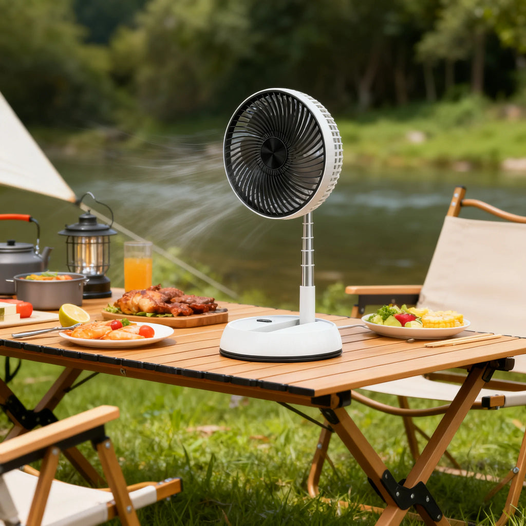Outdoor folding telescopic fan remote control office automatic shaking desktop fan convenient and quiet USB charging fan 7200mAh