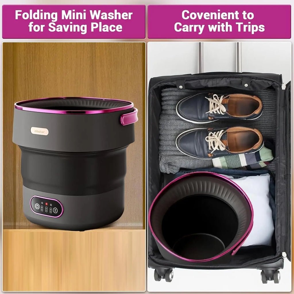 13L Portable Washing Machine for Underwear & Socks, Foldable Mini Washer with 3 Wash Modes and Spin Dryer, for RV and Travel