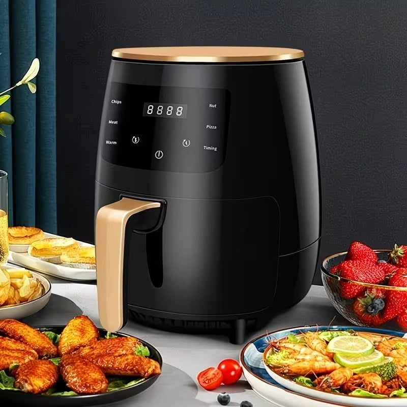 Large capacity air fryer, American standard plug, multifunctional, capable of frying, baking, roasting, heating food, with LED digital touch screen, intelligent cooking hot air fryer, easy to clean baking basket