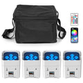 U'King 4PCS RGBWA+UV LED Par Light with Bag 6x18W DMX Stage Light Rechargeable Built-in Battery Wireless Par Light Dyeing Light