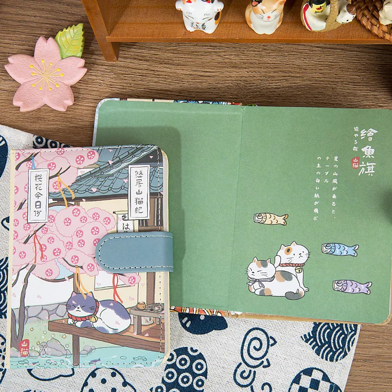 Leisurely Lynx Journal Hot Gold PU Magnetic Buckle Notebook Japanese Creative Style Cat Diary notebook