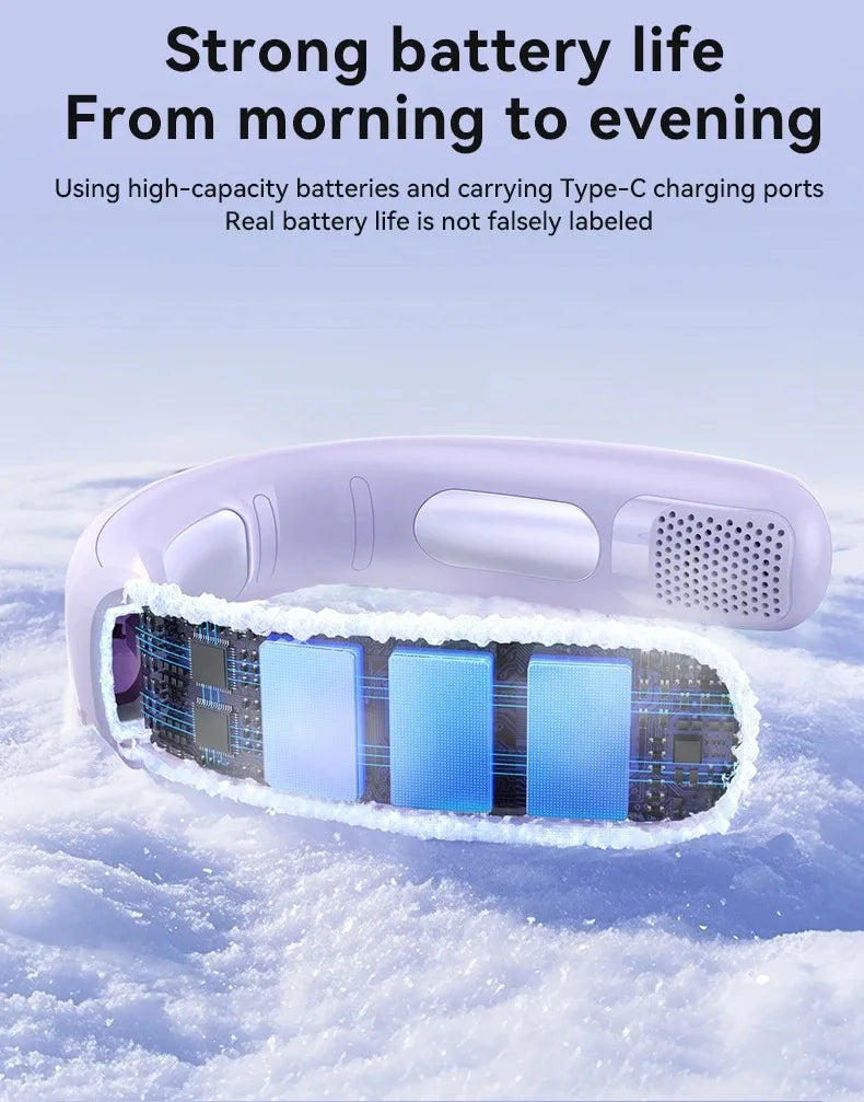 N90 Neck Fan Semiconductor Cooling 5-Speed Bladeless Wearable Fan USB Rechargeable Portable Outdoor Travel Camping