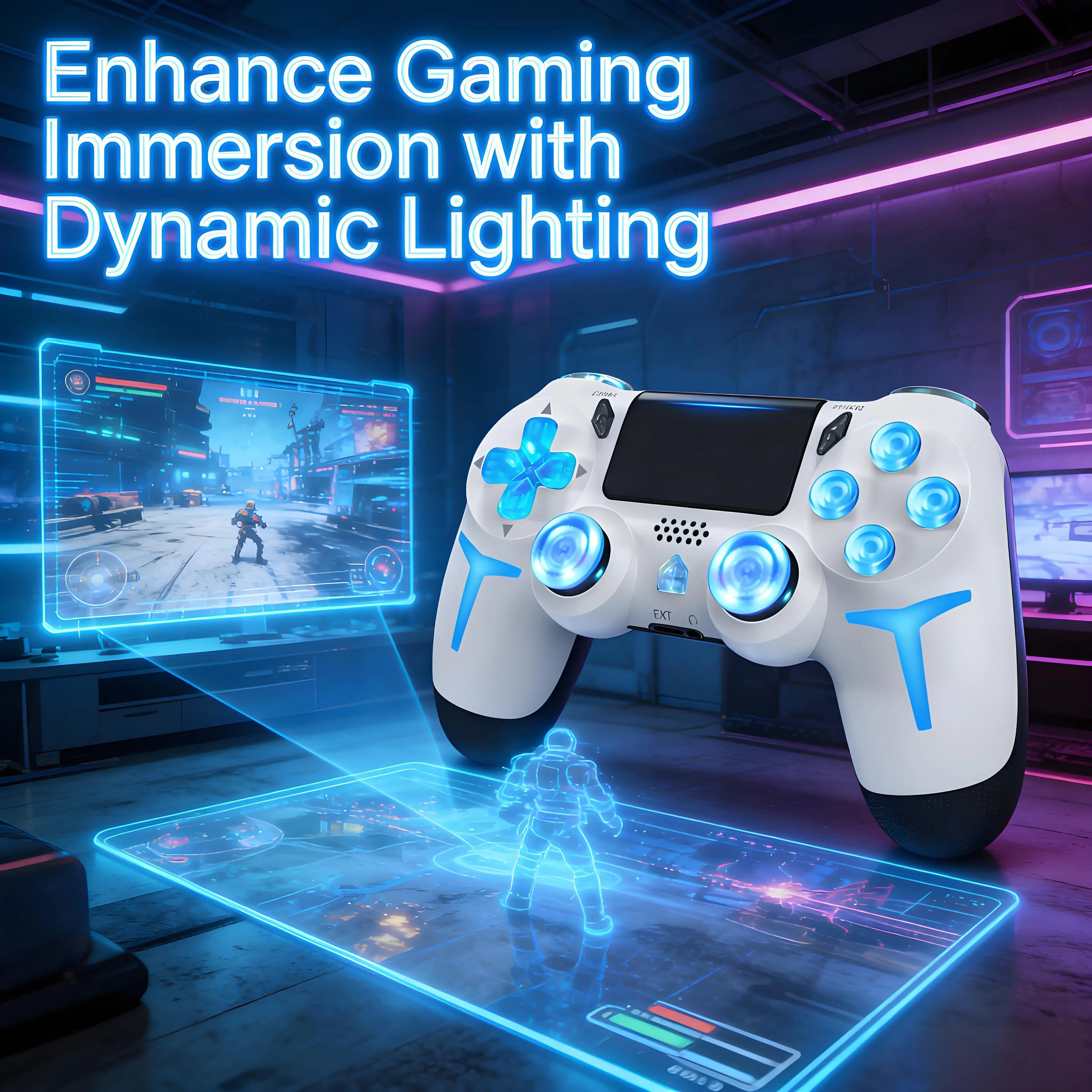 GAMINJA Wireless Gamepad Controller 6-Axis Gyro Dual Vibration Game Handle for PS4 PS3 PC Windows 10 8 7 Joystick Computer Game Accessories
