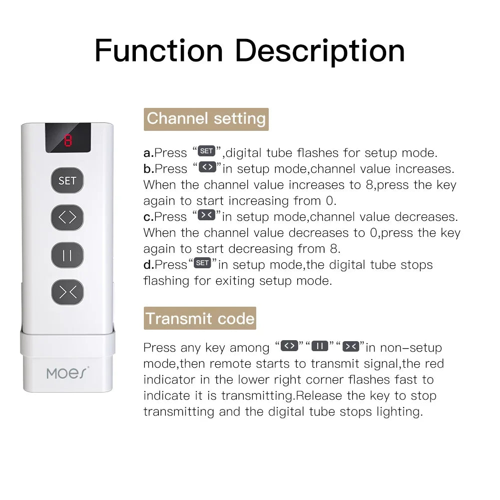 9 Channel RF433 Remote Control for WiFi Curtain Switch RF Roller Blinds Module Battery Powered Curtain Accessories Emitter