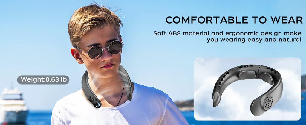 Portable Neck Fan 4 Turbo Neck Fan 4000mAh Battery Operated USB Rechargeable Personal Fan, 3 Speeds, 360° Cooling Air Fan