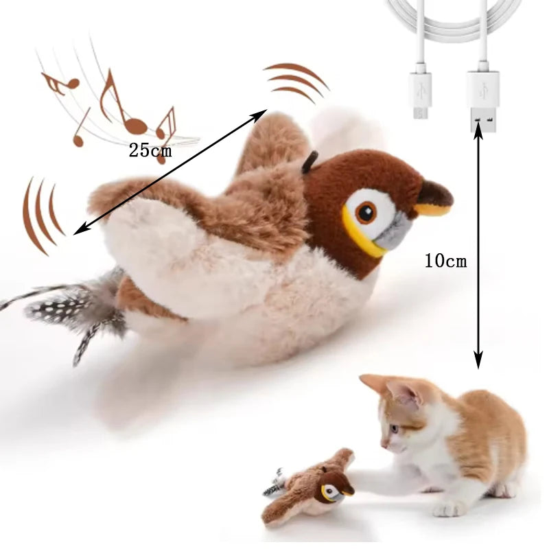 Pet Plush Toy Bite Resistant Flapping Bird Simulated Sparrow Cat Self Entertainment Toy