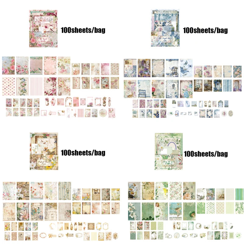 400pcs Garden Post Office Collection Light Paper Material Pack DIY Handbook Collage Journal Notebook Scrapbook Envelope
