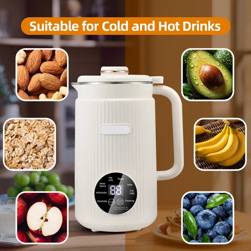 8-in-1 Multifunctional Automatic Nut Milk Machine&Coffee Maker, 40oz Auto Self-Cleaning Delay Start, Keep Warm Boil