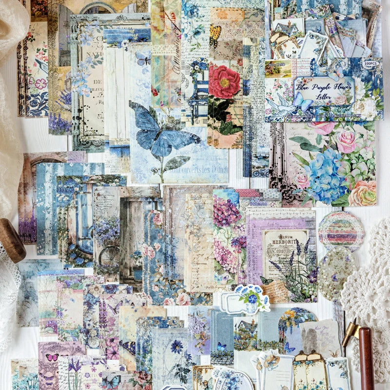 400pcs Garden Post Office Collection Light Paper Material Pack DIY Handbook Collage Journal Notebook Scrapbook Envelope