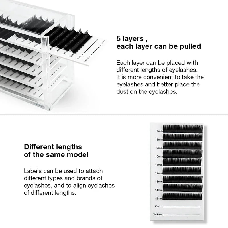 False Eyelash Storage Box 5 Layers Acrylic Pallet Lash Holder Pallet Individual Eyelash Extension Glue Display Stand Makeup 2029