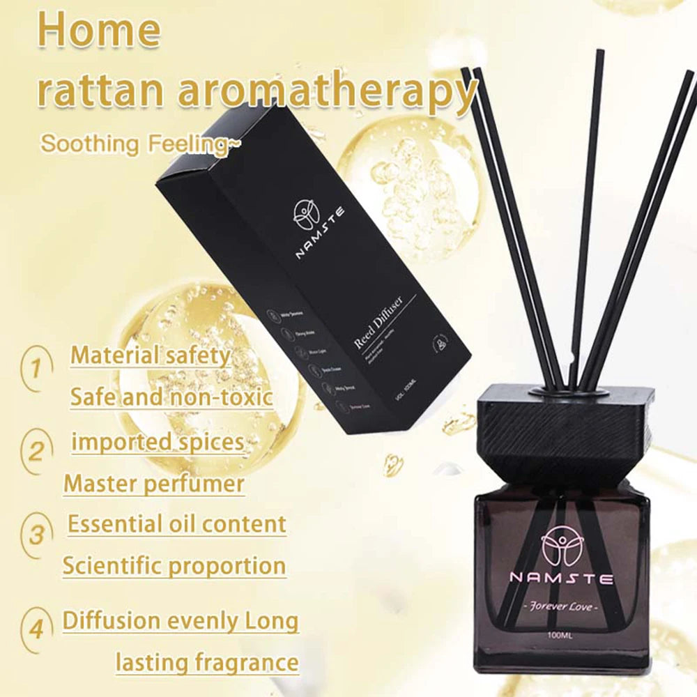 NAMSTE 100ML Reed Diffuser Stick Fragrance Oil Aromatherapy Flameless Hotel Home SPA Aromatherapy Air Freshener Fragrance Scent