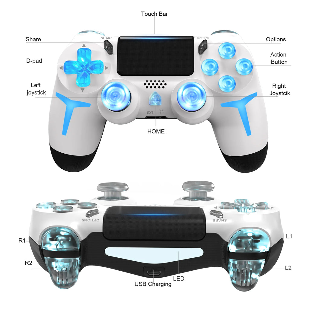 GAMINJA Wireless Gamepad Controller 6-Axis Gyro Dual Vibration Game Handle for PS4 PS3 PC Windows 10 8 7 Joystick Computer Game Accessories