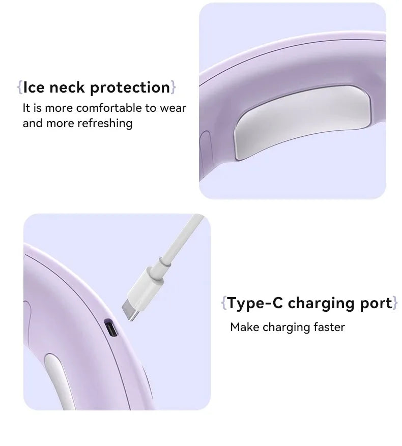 N90 Neck Fan Semiconductor Cooling 5-Speed Bladeless Wearable Fan USB Rechargeable Portable Outdoor Travel Camping