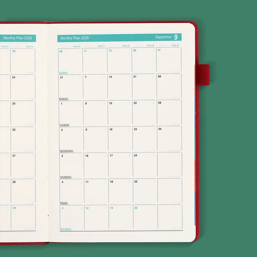 2026 A5 Textured PU Portable Agenda Book English Calendar Book Notepads Creative Daily Planner Reminder Desktop Date Calendar