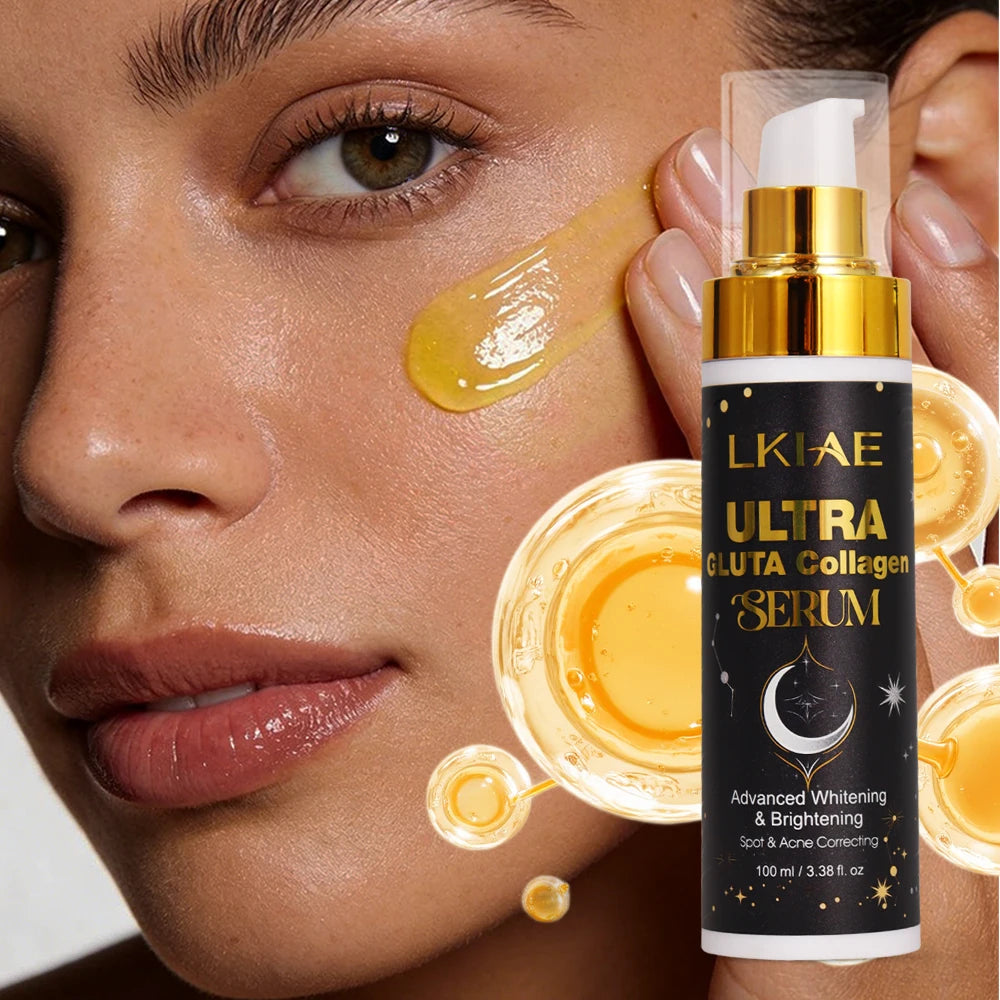 LKIAE Ultra Glutathione Collagen Whitening Serum, Moisturizing, With Licorice, Anti Acne, Dark Spots Essence for Face and Body