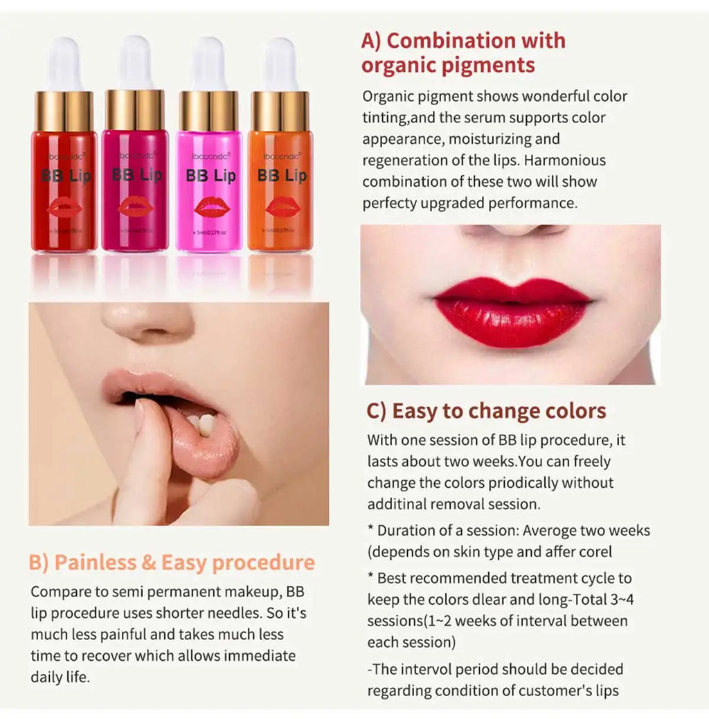 BB Lips Ampoule Serum Starter Set Semi-Permanent BB Lip Gloss Tinted Pigment Lasting Moisturizing For Lip Care Glow Free Shiping