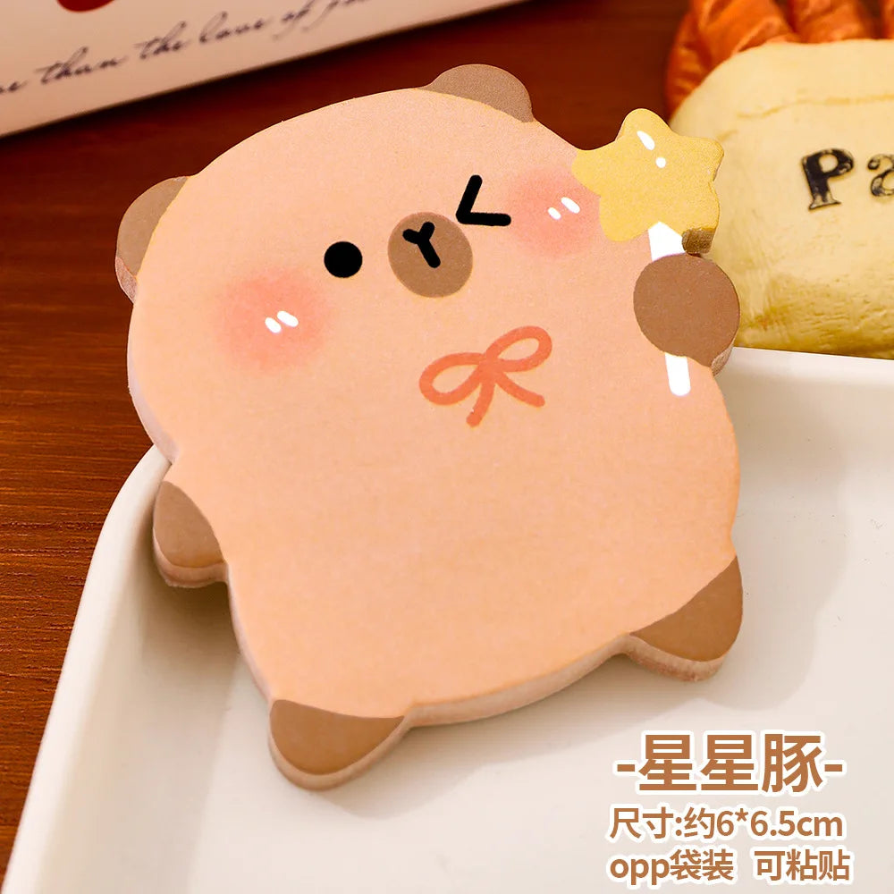 60sheets Kapibala Post Notes For Students High Appearance Cute N Times Sticky Notes for Paper Cartoon Stationery Sticky Notes