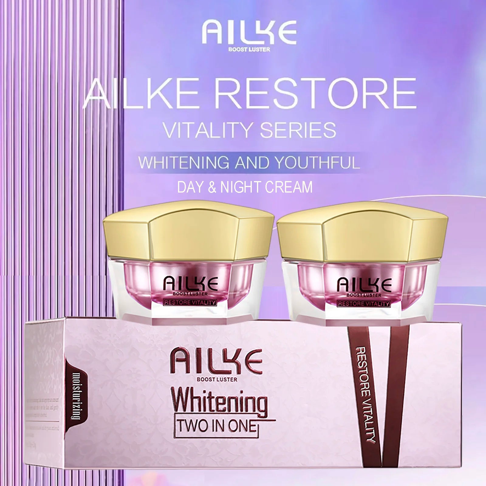 AILKE Lightening Anti-Wrinkle Face Cream, With Collagen, Hyaluronic Acid, Whitening Skin Care Women Facial Moisturizer Set