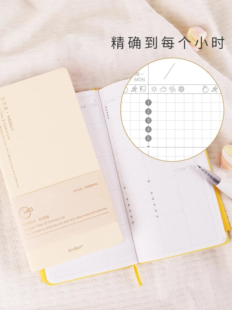 Kinbor Weekly Planner Notebook UnDated Agenda Schedule Daily Monthly Journal Book Portable Record Diary Plan Notepad Stationery