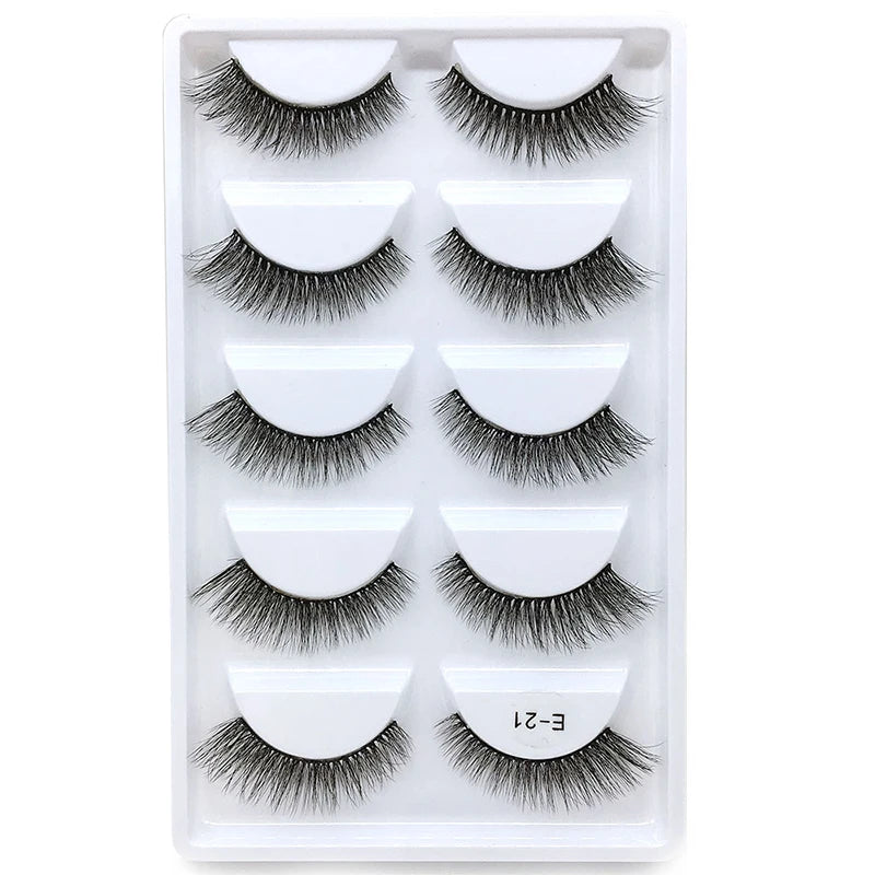 New 5Pairs Handmade 3d Mink Lashes Short False Eyelashes Cross Messy Dense Natural Eye Lashes Stage Makeup False Eyelashes E08