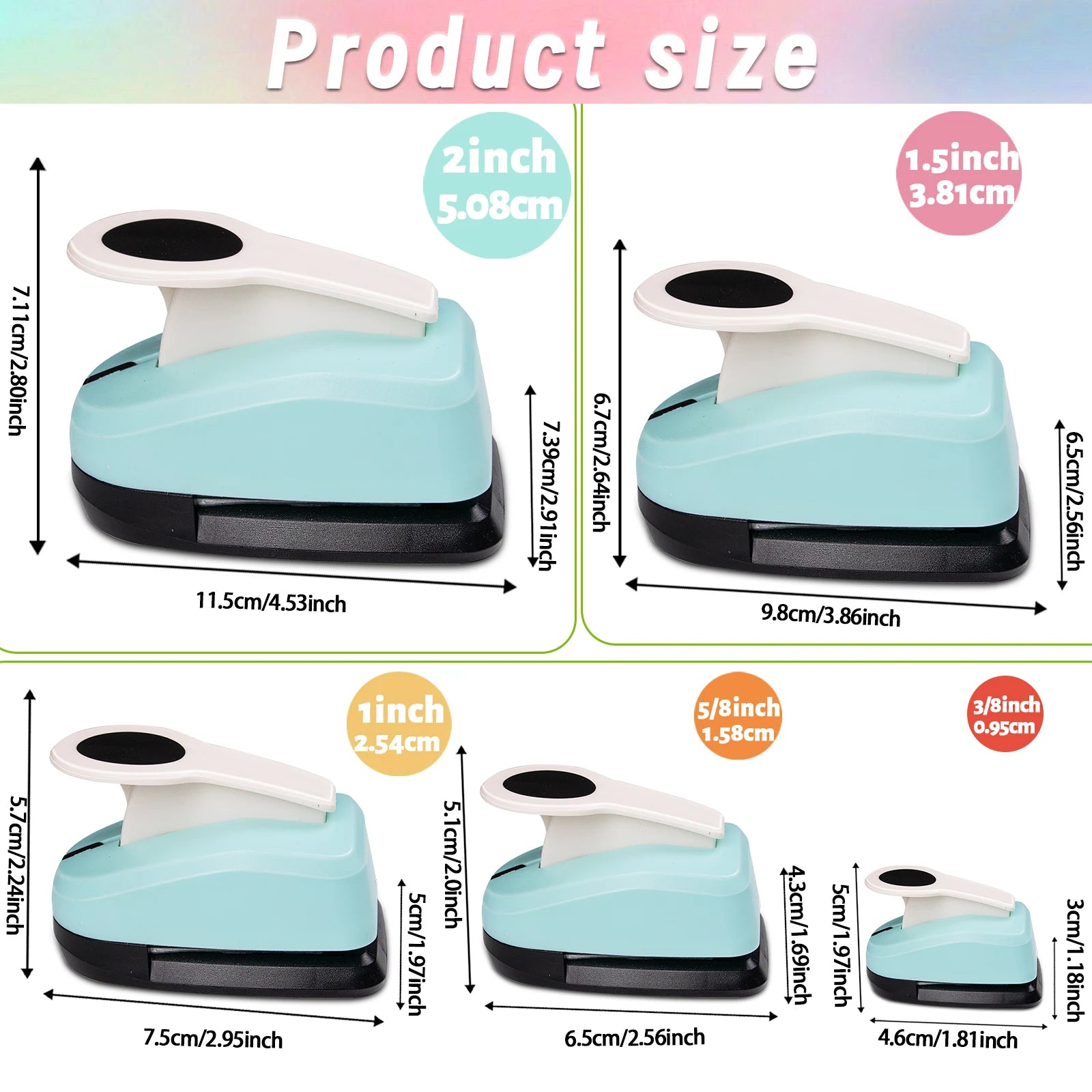 Circle Paper Hole Puncher Cutter Tool Set  2 1 inch 50mm 38mm 35mm 28mm 25mm 18mm 16mm 9mm for Paper Crafts Cardmaking Scrapbook