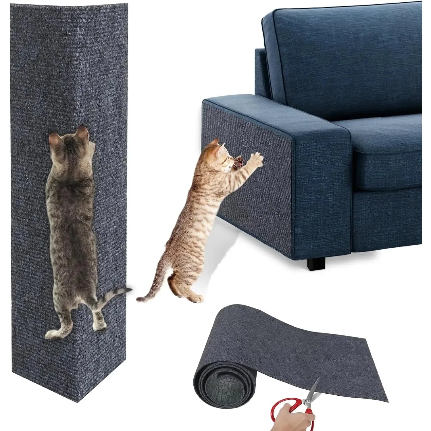 Trimmable Cat Scratch Carpet Self-Adhesive Cat Scratching Board Anti Cat Scratcher Furniture Corner Indoor Sofa Wall Protector