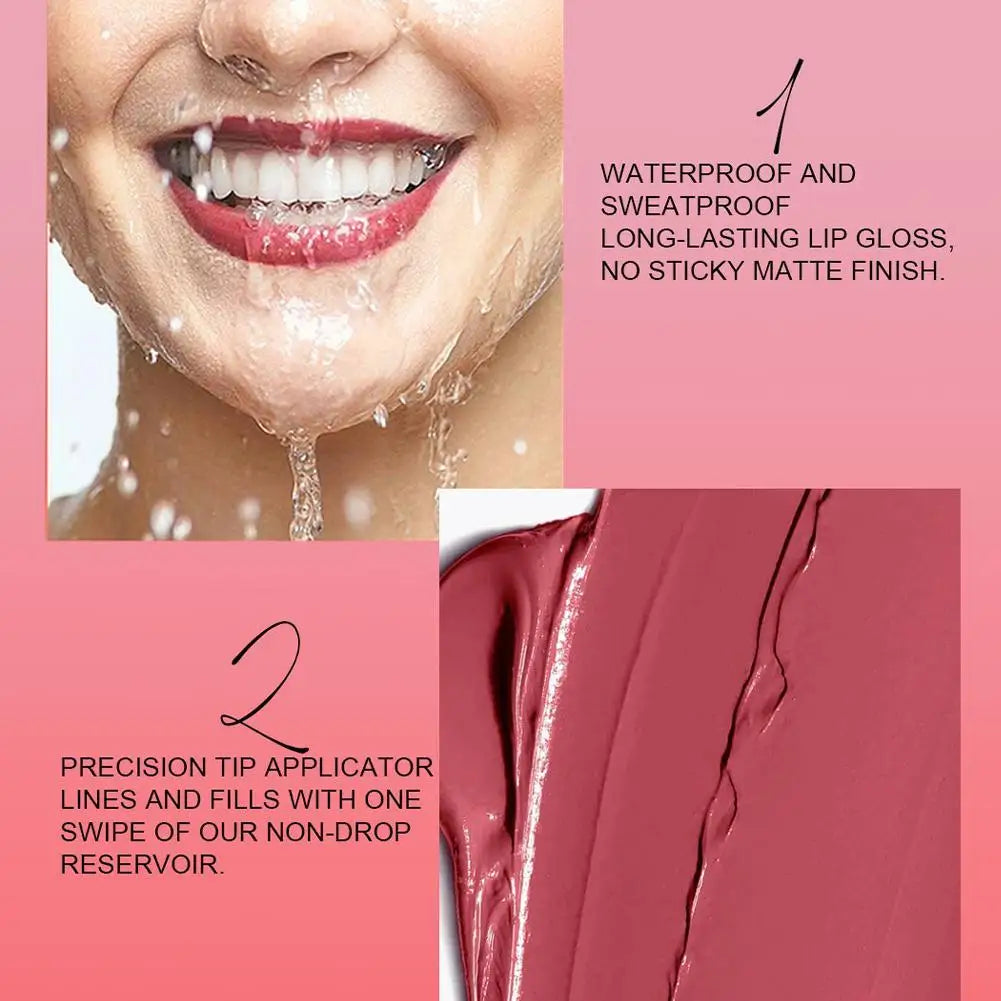 3pcs/set Nude Lip Gloss Matte Velvet Lipstick Waterproof Long-lasting Liquid Lipstick Women Moist Lip Tint Non-Stick