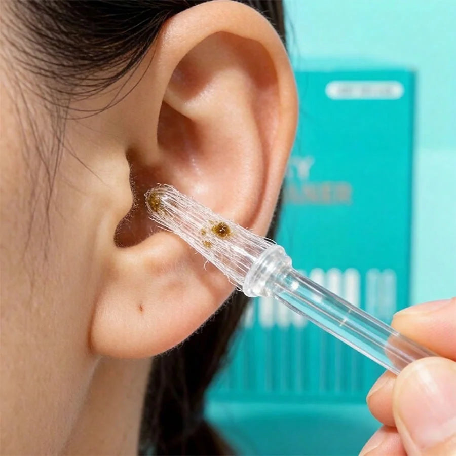 Gentle Ear Wax Cleaner for Sensitive Ears - Sticky Ear Cleaner， Hygienic Disposable Ear Picks with Travel Case,  Earwax Removal Tool by