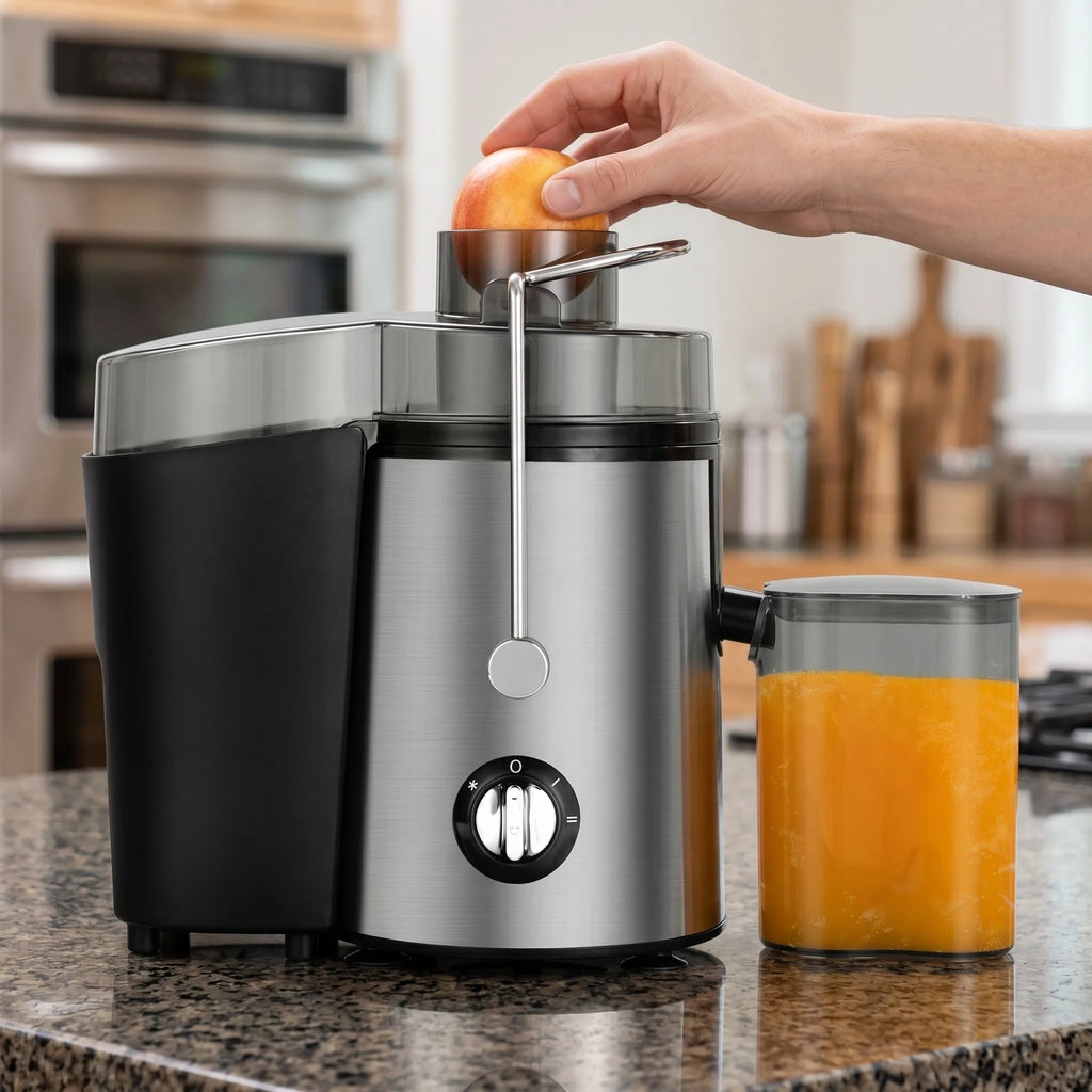 Juicer, 800 Watt Centrifugal Juicer with Wide Mouth 3" Fruit & Vegetable Feed Chute, Easy to Clean, Stainless Steel (Silver)