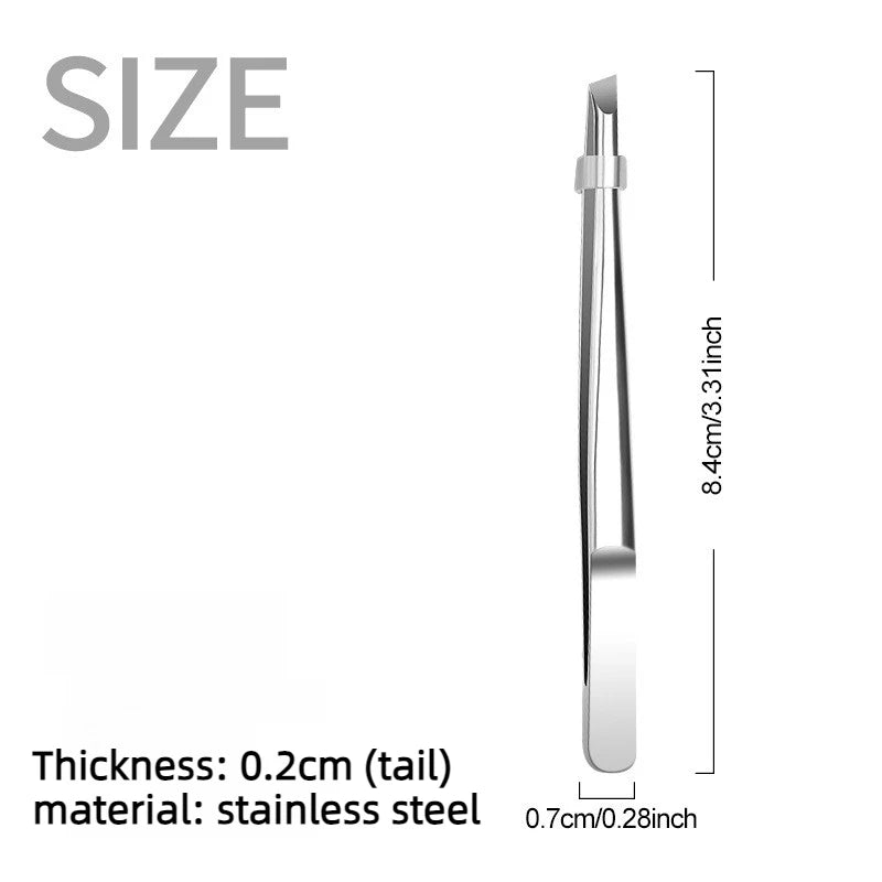 Stainless Steel Precision Tweezers Multi Functional Slant Tip Tool for Eyebrow Beard Facial Hair Removal Unisex Daily Grooming Accessory