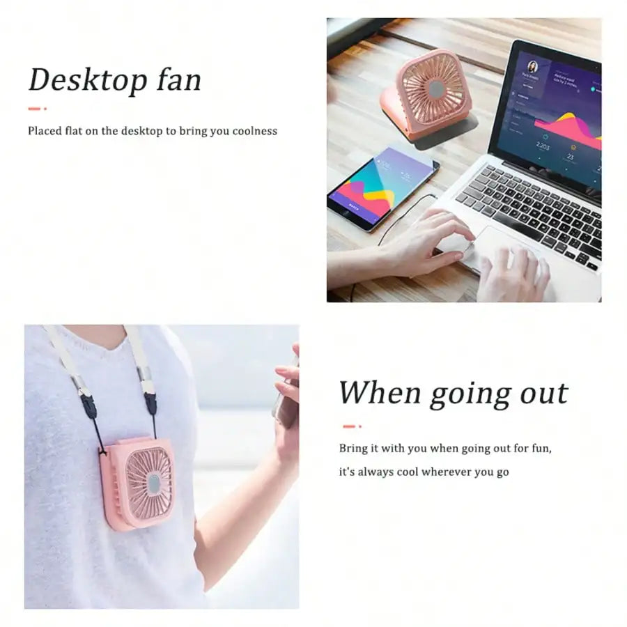 Fashionable Handheld Digital Neck Fan, USB Rechargeable, Mini Fan, Portable Fan, USB Power Bank Fast Charging Desktop Foldable Small Electric Fan, Ideal Companion For Hot Summer
