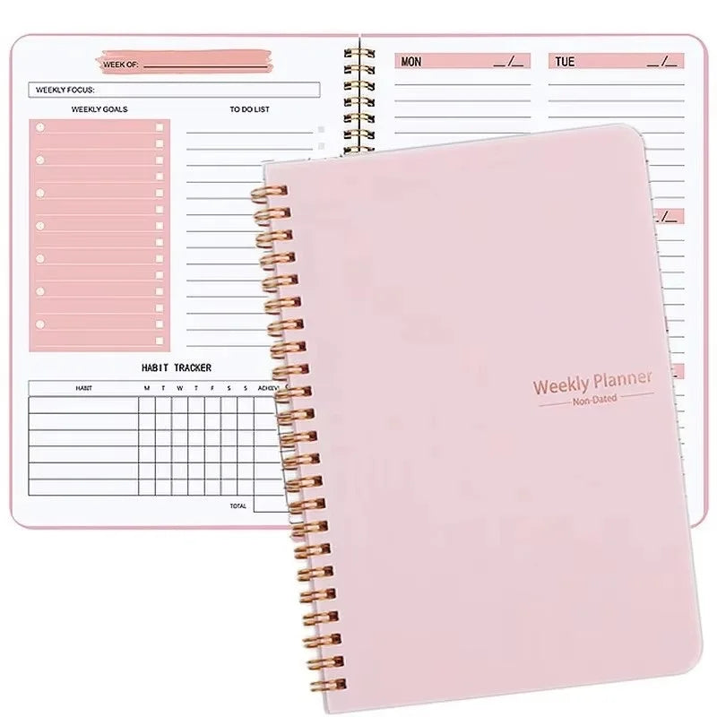 Undated Weekly Planner A5 Weekly Goals Spiral Binding Notebook Planner Agenda Record Daily Plans To Achieve Future Goals