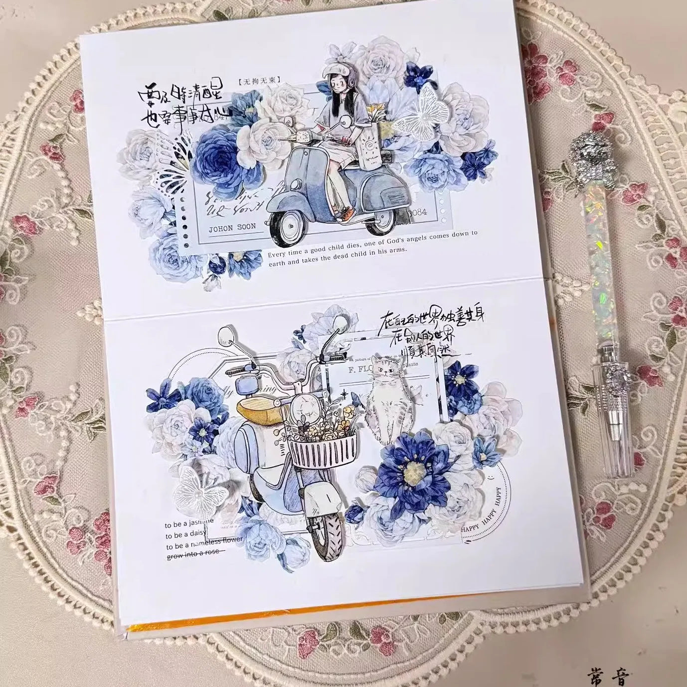 Kai Xiaoxun Go for A Bike Riding Cute Girl Journal Tape/washi/pet/matte /die Cutting