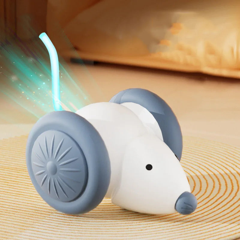 Electric Mouse Car Interactive Cat Toy Rechargeable Automatic Kitten Toy Intelligent Obstacle Avoidance Pet Cat Toy