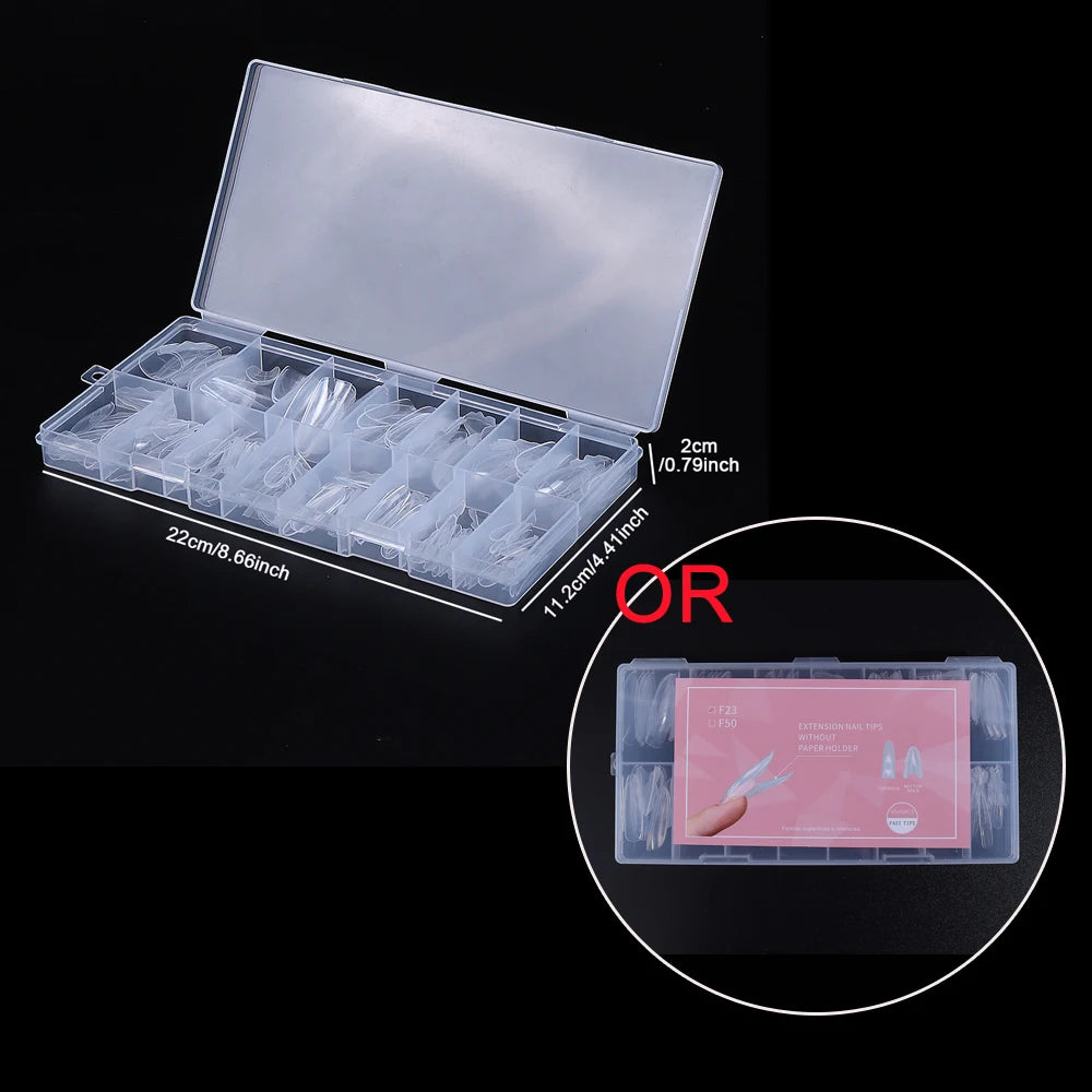 1 Box Dual Nail Forms New 180pcs 15 size Extensions-Dual Forms Long Coffin Almond Top/ Bottom Nail Forms Manicure Extension Tool