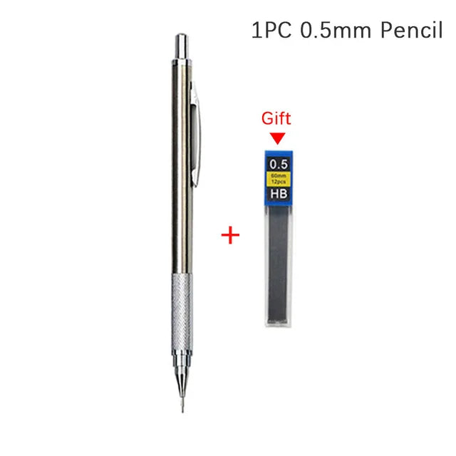 Mechanical Pencil Set Full Metal – Professional Art Drawing Automatic Pencil with Leads, Smooth Writing Sketching Tool for Office School Students