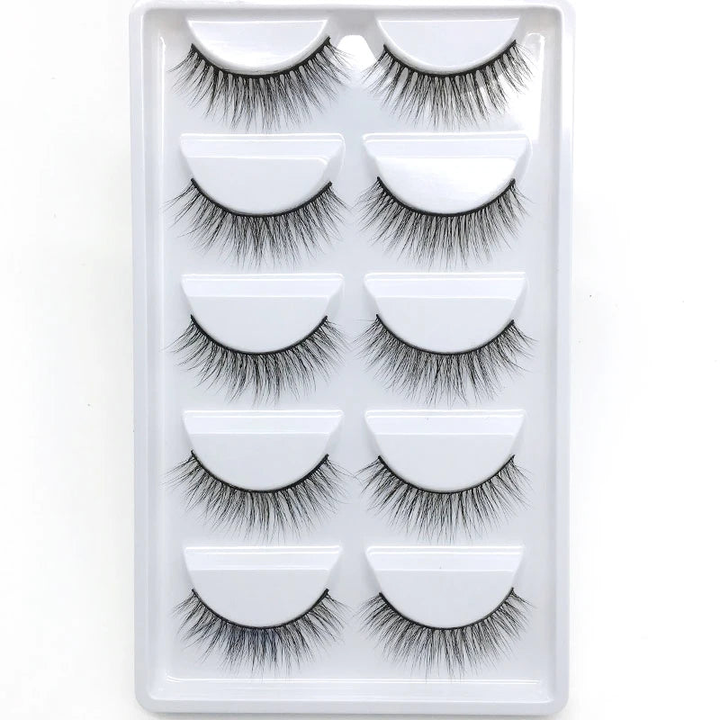 New 5Pairs Handmade 3d Mink Lashes Short False Eyelashes Cross Messy Dense Natural Eye Lashes Stage Makeup False Eyelashes E08