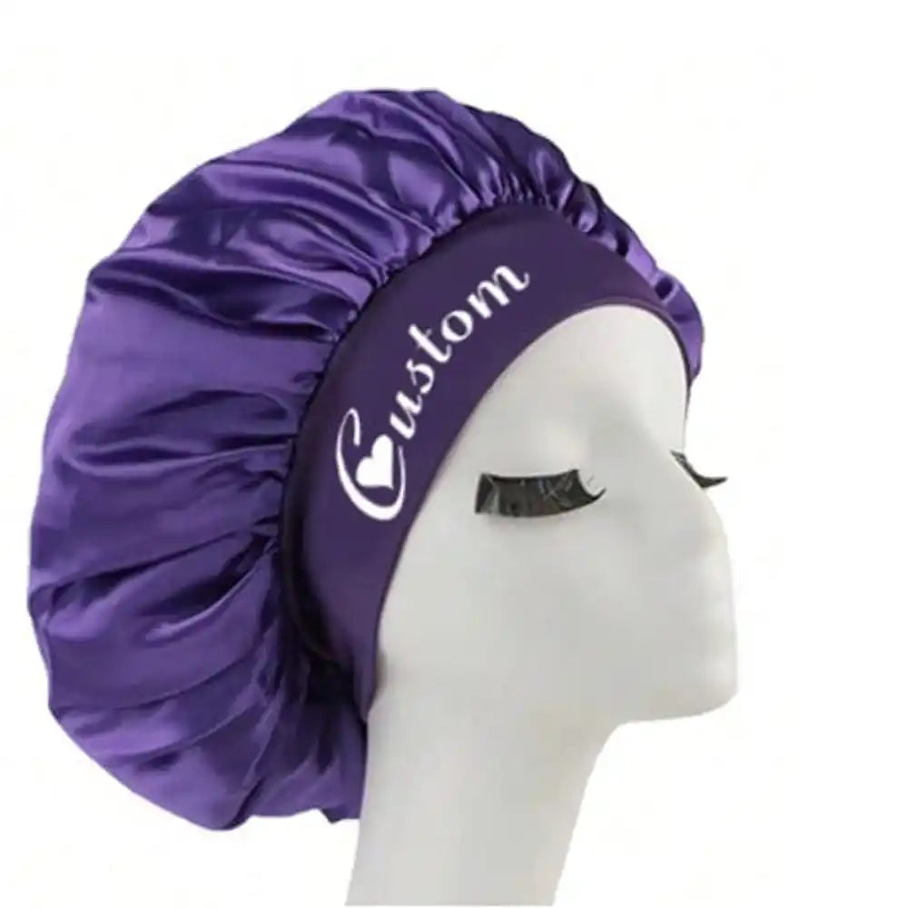 Custom Name Silk Bonnet For Sleeping, Personalized Satin Hair Bonnet For Curly Hair, Customizable Sleep Cap, Large Silk Bonnet For Hair Protection, Customized Gift For Bridesmaids And Bridal Party